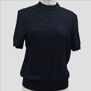 St. John by Marie Gray Sweater Size M Mock Neck Santana Knit Top Black